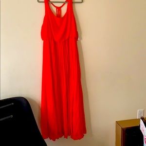 Orange spaghetti strap maxi dress